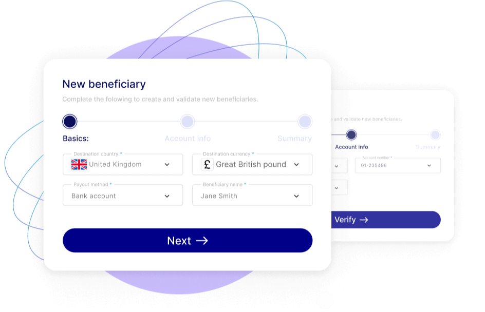 Global account verification interface